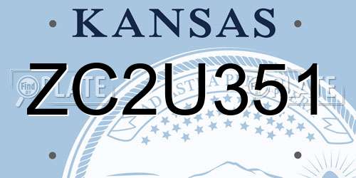 ZC2U351 Kansas License Plate