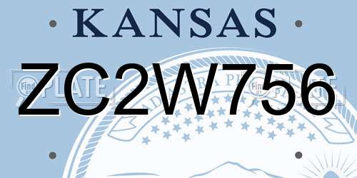 ZC2W756 Kansas License Plate