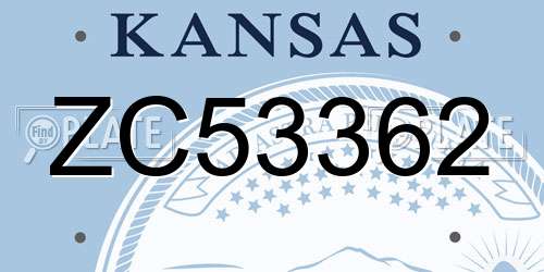 ZC53362 Kansas License Plate