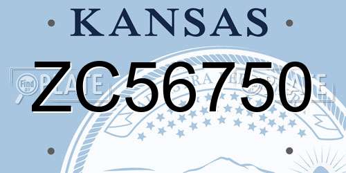 ZC56750 Kansas License Plate