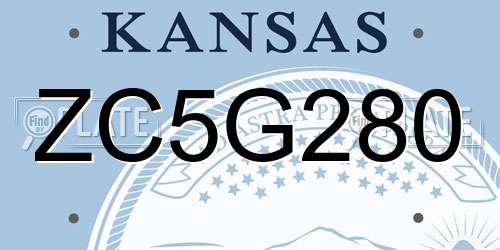 ZC5G280 Kansas License Plate