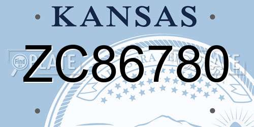 ZC86780 Kansas License Plate