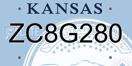 ZC8G280 Kansas License Plate