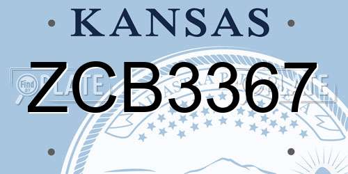 ZCB3367 Kansas License Plate