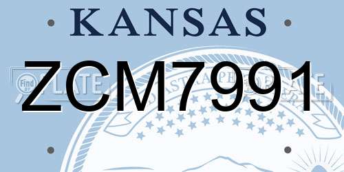 ZCM7991 Kansas License Plate