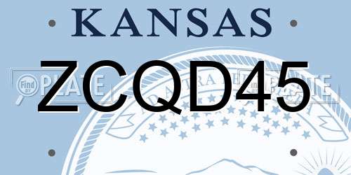 ZCQD45 Kansas License Plate