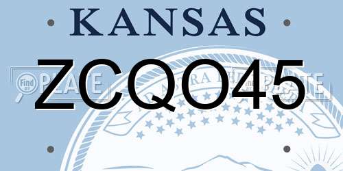 ZCQO45 Kansas License Plate