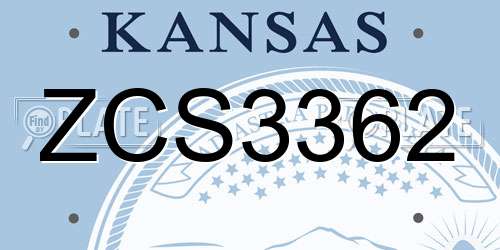 ZCS3362 Kansas License Plate