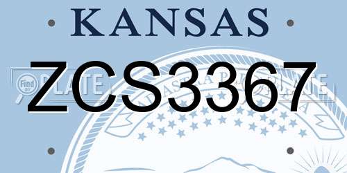 ZCS3367 Kansas License Plate