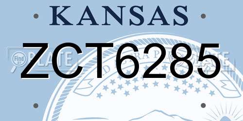 ZCT6285 Kansas License Plate