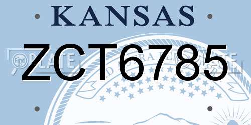 ZCT6785 Kansas License Plate