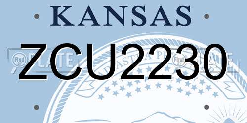 ZCU2230 Kansas License Plate