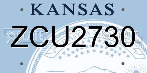 ZCU2730 Kansas License Plate