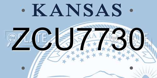 ZCU7730 Kansas License Plate