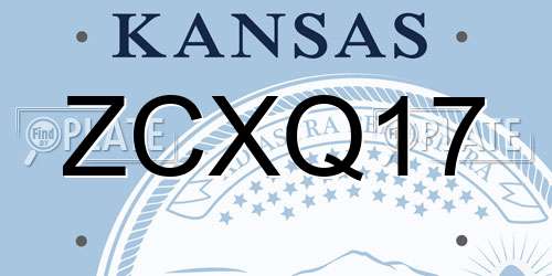 ZCXQ17 Kansas License Plate