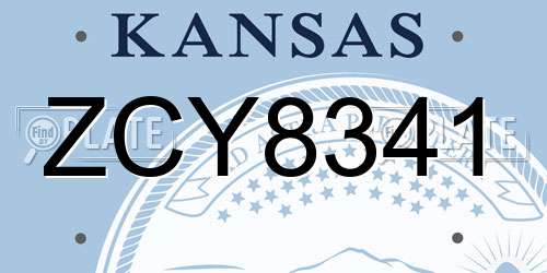 ZCY8341 Kansas License Plate