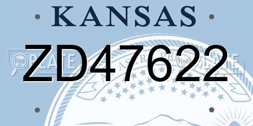 ZD47622 Kansas License Plate