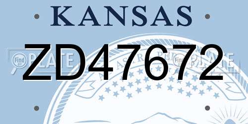 ZD47672 Kansas License Plate