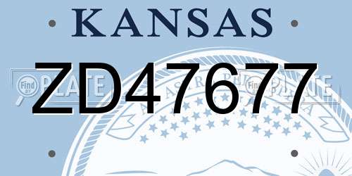 ZD47677 Kansas License Plate