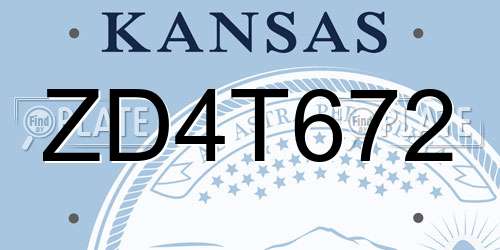 ZD4T672 Kansas License Plate