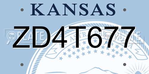 ZD4T677 Kansas License Plate