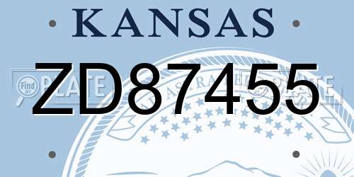 ZD87455 Kansas License Plate