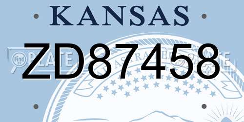 ZD87458 Kansas License Plate
