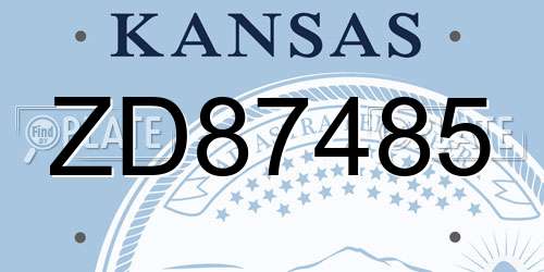 ZD87485 Kansas License Plate