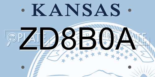 ZD8B0A Kansas License Plate