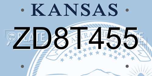 ZD8T455 Kansas License Plate