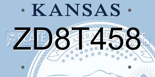 ZD8T458 Kansas License Plate