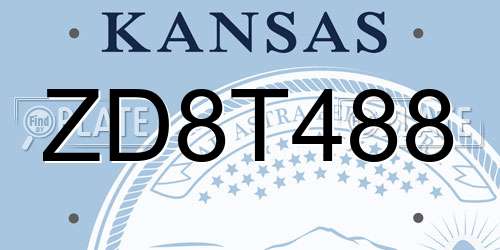 ZD8T488 Kansas License Plate