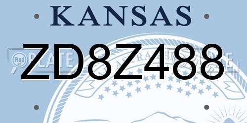 ZD8Z488 Kansas License Plate