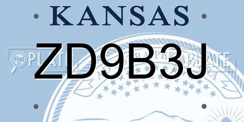ZD9B3J Kansas License Plate