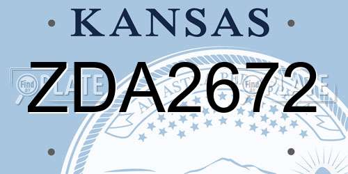ZDA2672 Kansas License Plate