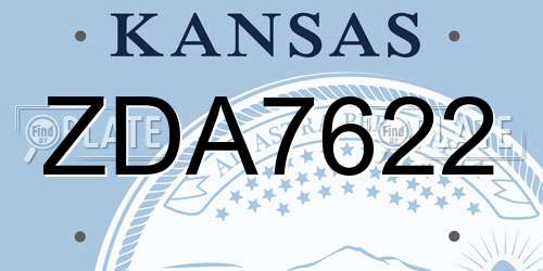 ZDA7622 Kansas License Plate