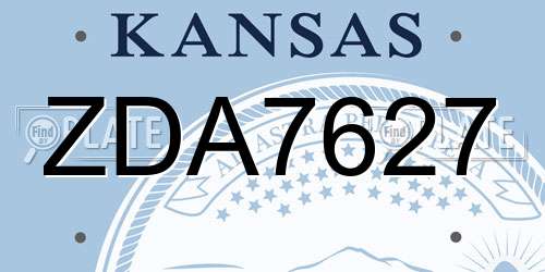 ZDA7627 Kansas License Plate