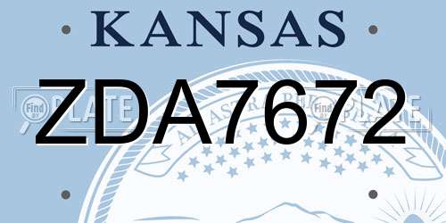 ZDA7672 Kansas License Plate