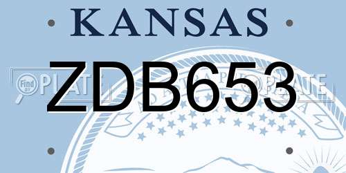 ZDB653 Kansas License Plate