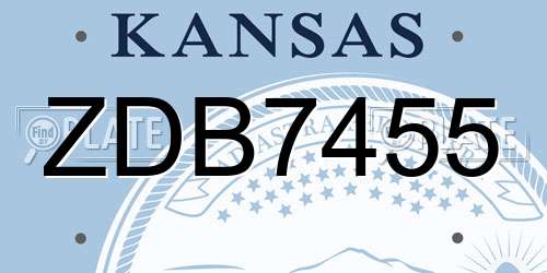 ZDB7455 Kansas License Plate