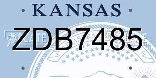 ZDB7485 Kansas License Plate