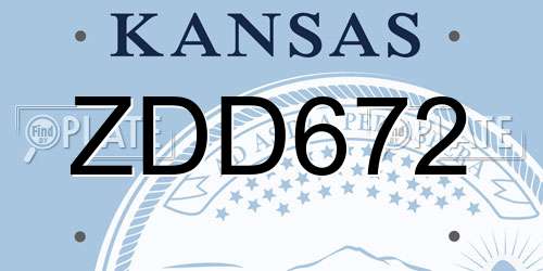 ZDD672 Kansas License Plate