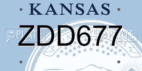 ZDD677 Kansas License Plate