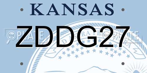 ZDDG27 Kansas License Plate