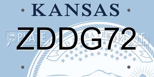 ZDDG72 Kansas License Plate