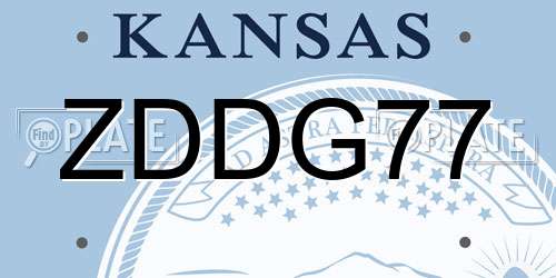ZDDG77 Kansas License Plate