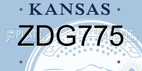 ZDG775 Kansas License Plate