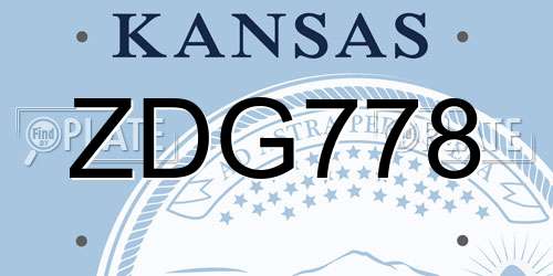 ZDG778 Kansas License Plate