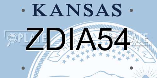 ZDIA54 Kansas License Plate