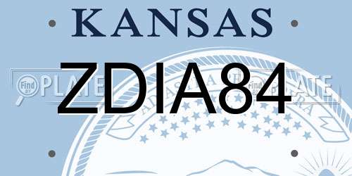 ZDIA84 Kansas License Plate